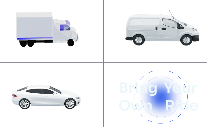 Bring your own ride — box truck, van, or sedan